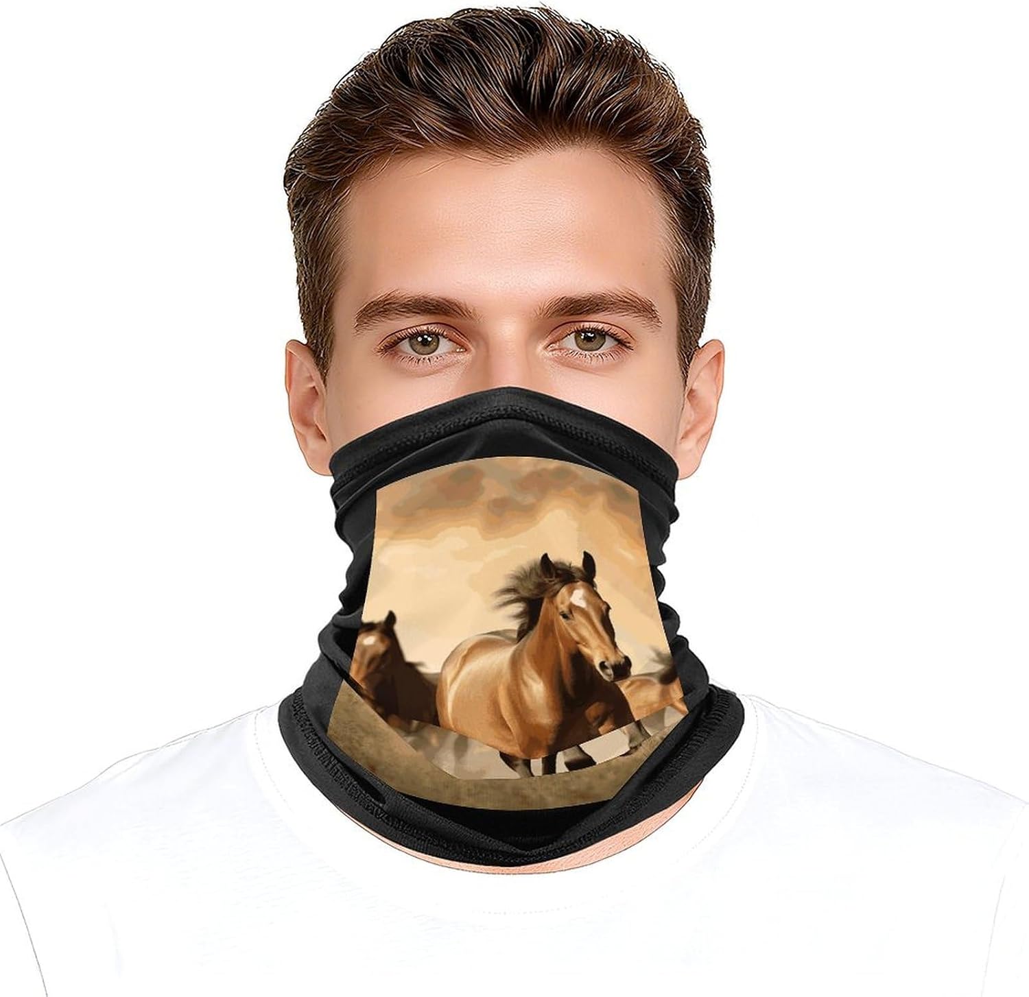 Horses Neck Gaiter Face Mask UV Protection for Men Women, Breathable Quick Dry Face Cover Bandana Outdoor Sports Balaclava Wind-Proof for Hiking Skiing Motorcycle Cycling