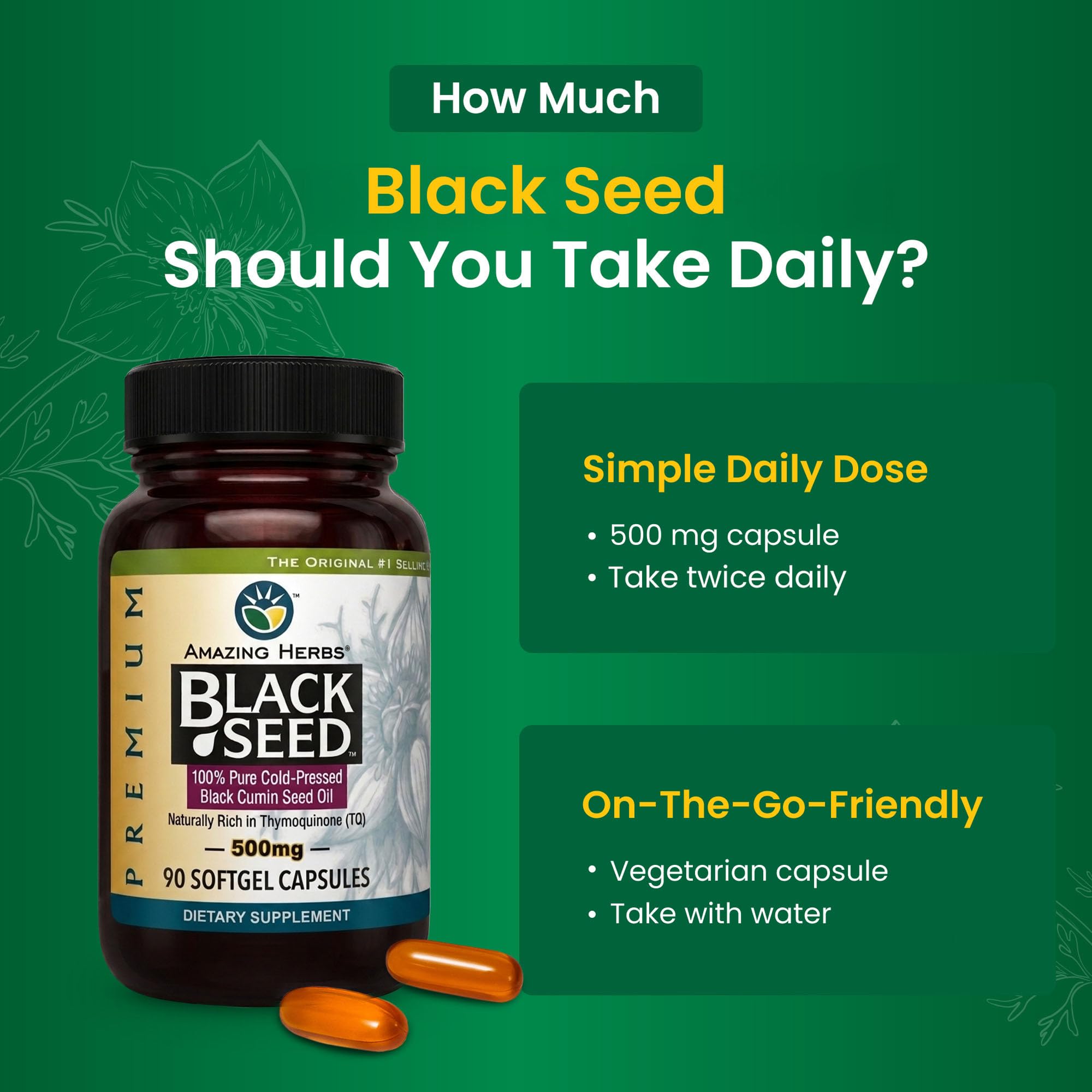 Amazing Herbs Premium Black Seed Oil - 90 Count Softgels, 500mg — Amazon image 4