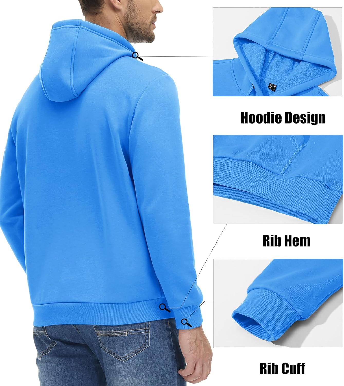 MAGCOMSEN Men's Active Hoodies Fleece Lined Sweatshirts Casual Athletic Workout Pullover With Kangaroo Pocket - Image 3