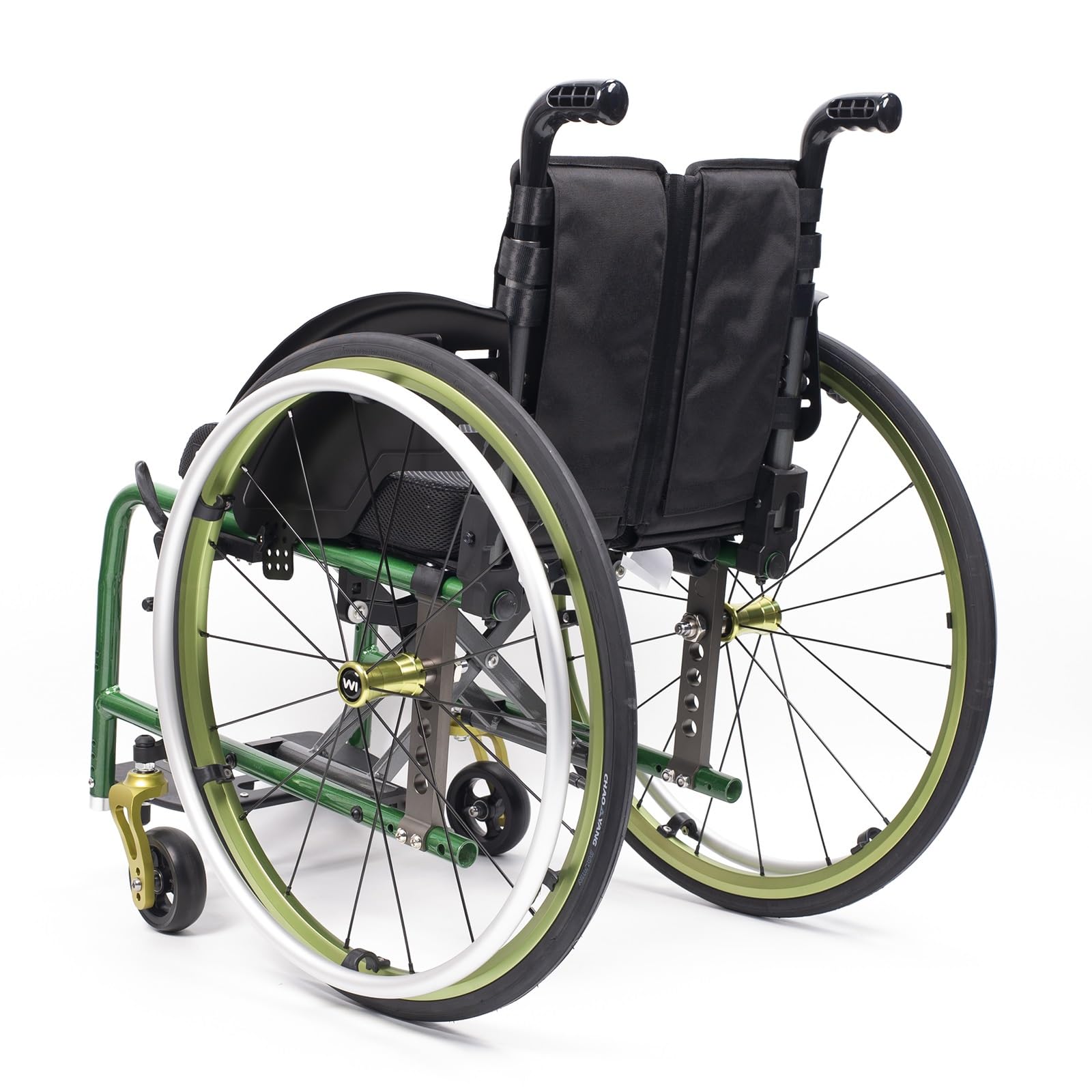 Sedia a rotelle Sportiva, in Lega di Alluminio Leggera con Freni a Mano, Ruote Posteriori a sgancio rapido, Design Pieghevole ergonomico per Il Trasporto.