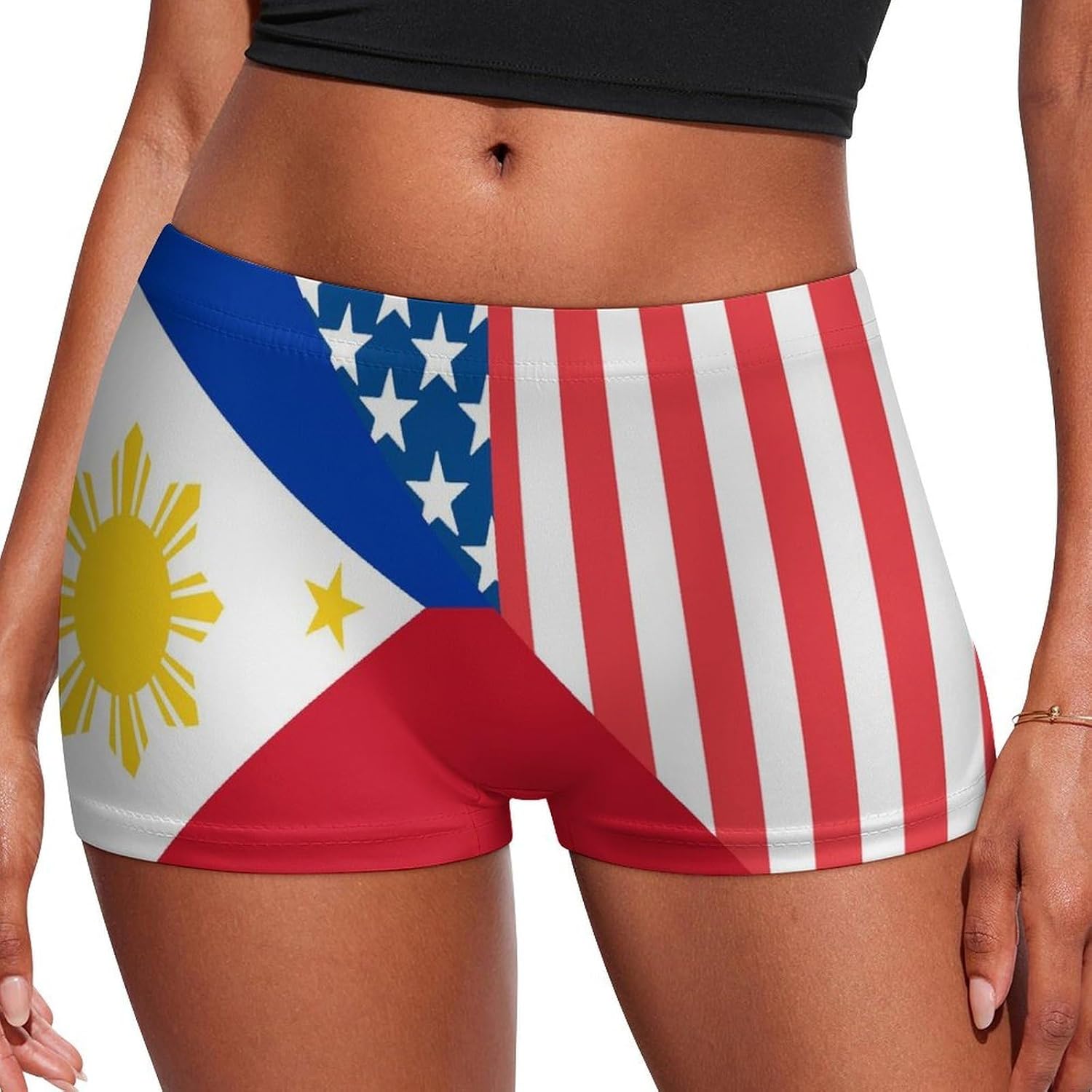 Philippines & U.S. Flag Fashion Women's Boxer Briefs Breathable Underpants Trunks Stretch Underwear