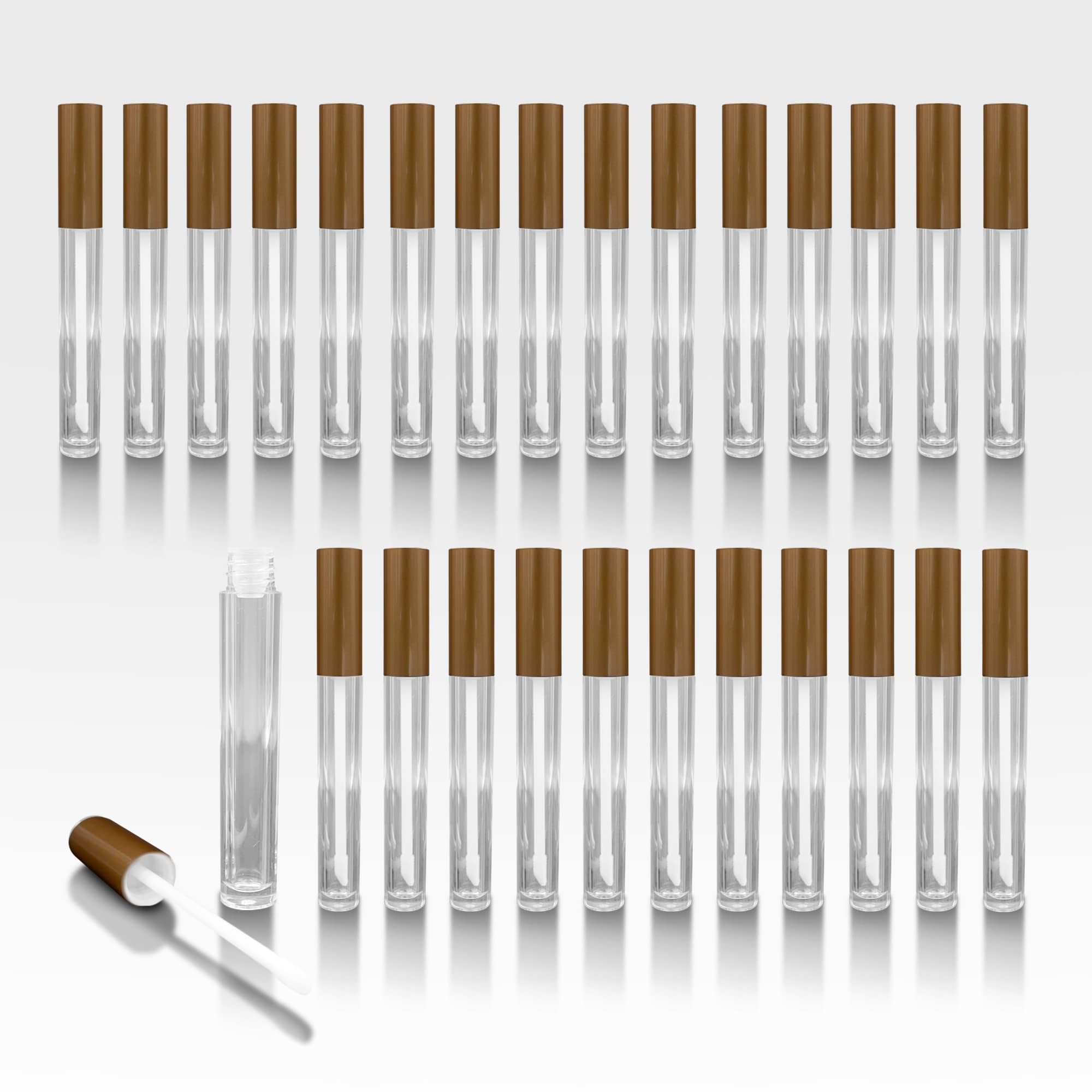 Cosmetic Packaging Now Vibe Clear Lip Gloss Tubes w Matte Gold Cap Doe Foot Wand Carton - 336