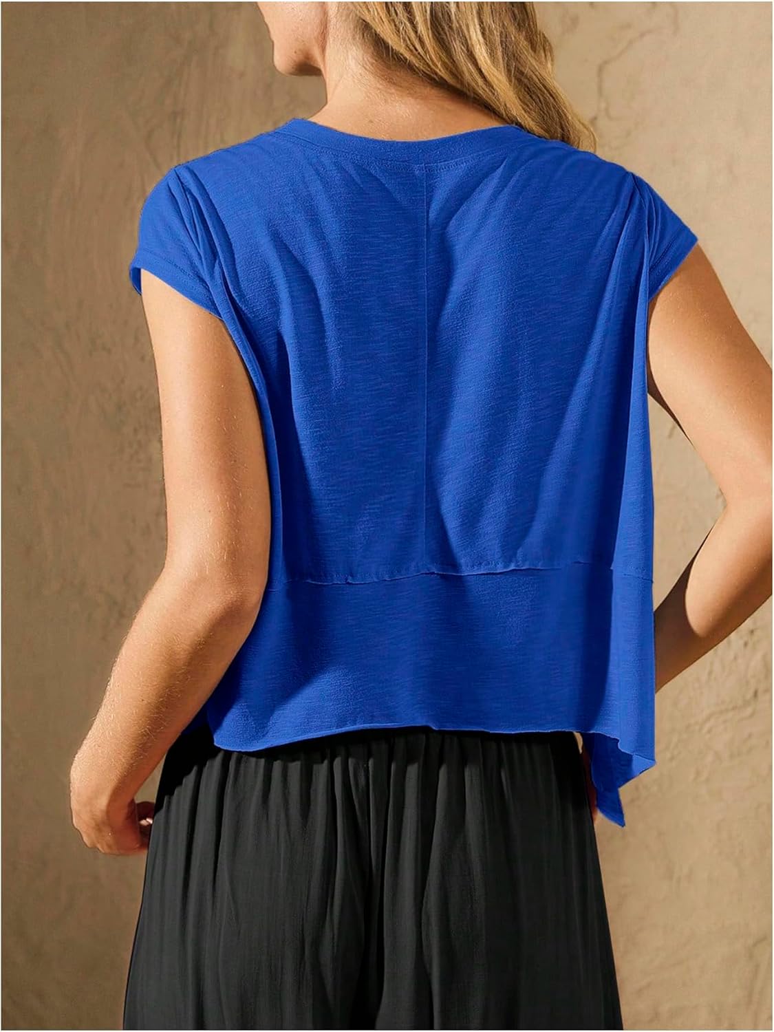 SOLY HUX Women's Athletic Shirts Crew Neck Cap Sleeve Crop Tops Workout Outdoor T-Shirt Summer Outfits - Image 2