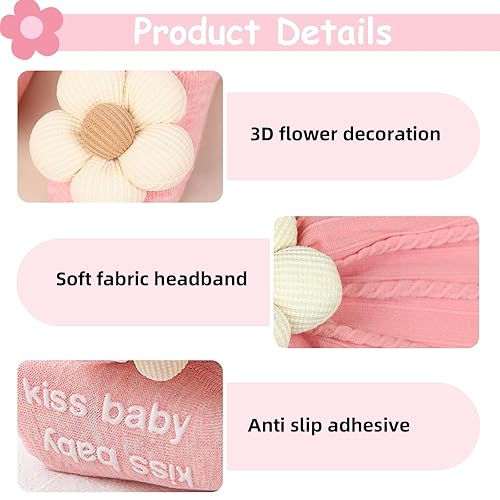 Miniatura 6 de Diademas y calcetines para bebés y niñas recién nacidas, bandas para el pelo de flores para recién nacidas, calcetines antideslizantes de nailon
