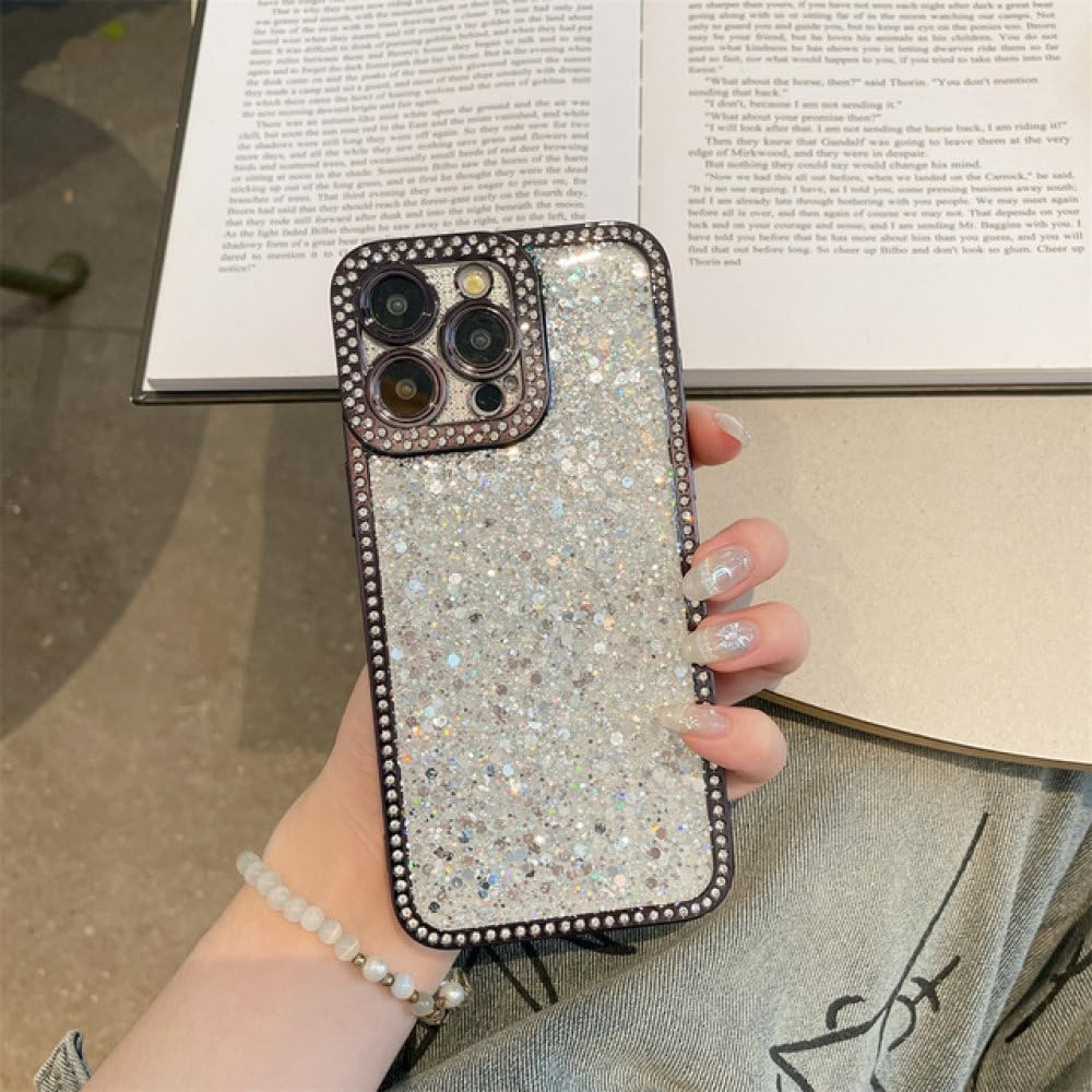 Coque iPhone 14 noire à paillettes et strass diamant avec protection antichoc - 8