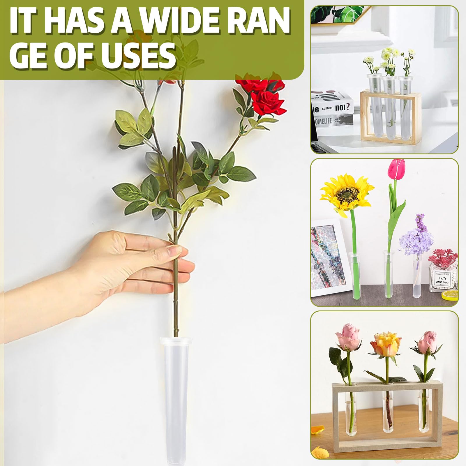 Restaurador De Plasticos Tubos De Ensayo Para Flores - 10 Unidades (9x2cm) ¡Mantén Tus Flores Frescas Por Más Tiempo! Flores De Plastico