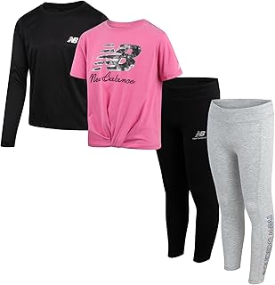 Ultimate 4-Piece Activewear Bundle: Shirts & Leggings Set for Girls