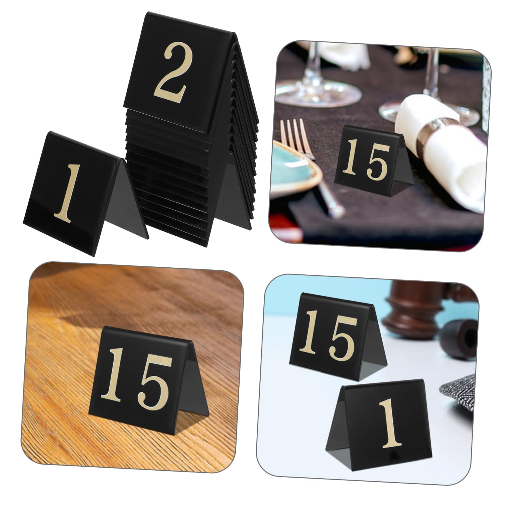 15 Pezzi Segnatavoli Neri in Acrilico Numeri Da 1 a 15 Doppia Faccia Per Ristorante Festa Detective E Scene Del Crimine