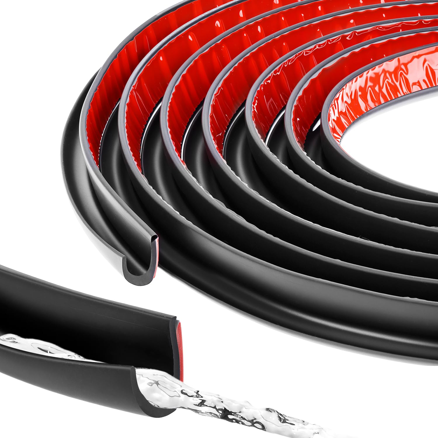 QWORKยฎ 5M J Shape RV Rain Gutter Self-Adhesive, Roof Rain Diversion Strip, PVC Plastic Drip Deflector, for Use On Trucks, Cars, RVs,Black