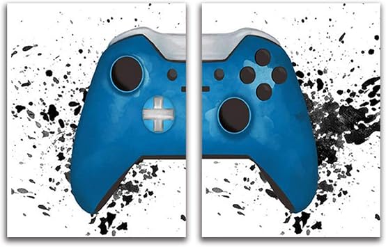 Gaming Canvas Wall Art for Boys Game Room Decor Geek Art Photo Prints Gamepad ملصقات صور جدارية لوحة فنية لديكور ألعاب فنية للأطفال لزينة جدار غرفة الأولاد غير مؤطرة، 16x24Inches x2