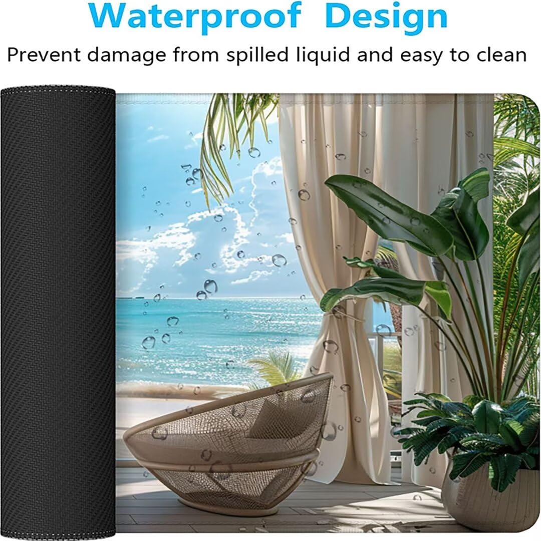 Excel Shortcut-Tasten-Mauspad - erweitertes großes 1200 x 600mm XL-Spickzettel-Gaming-Mauspad | PC-Büro-Tabellenkalkulation-Tastaturmatte | rutschfeste genähte Kante Strand Segelboot
