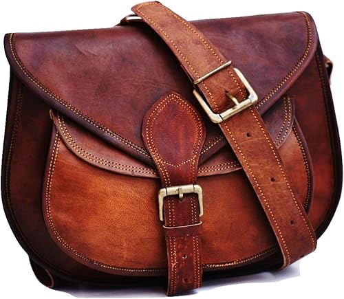 Satchel and Fable Bolso de hombro hecho a mano para mujer estilo vintage de cuero marrón genuino