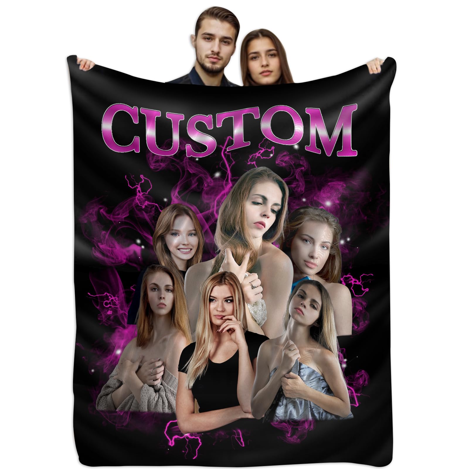 Personalised Photo Blanket for Adult Kids Custom Blanket with Picture Text Personalised Photo Gifts for Her, Girlfriend, Mum, Dad Personalized Blanket Gifts for Valentines Day Birthday Anniversary