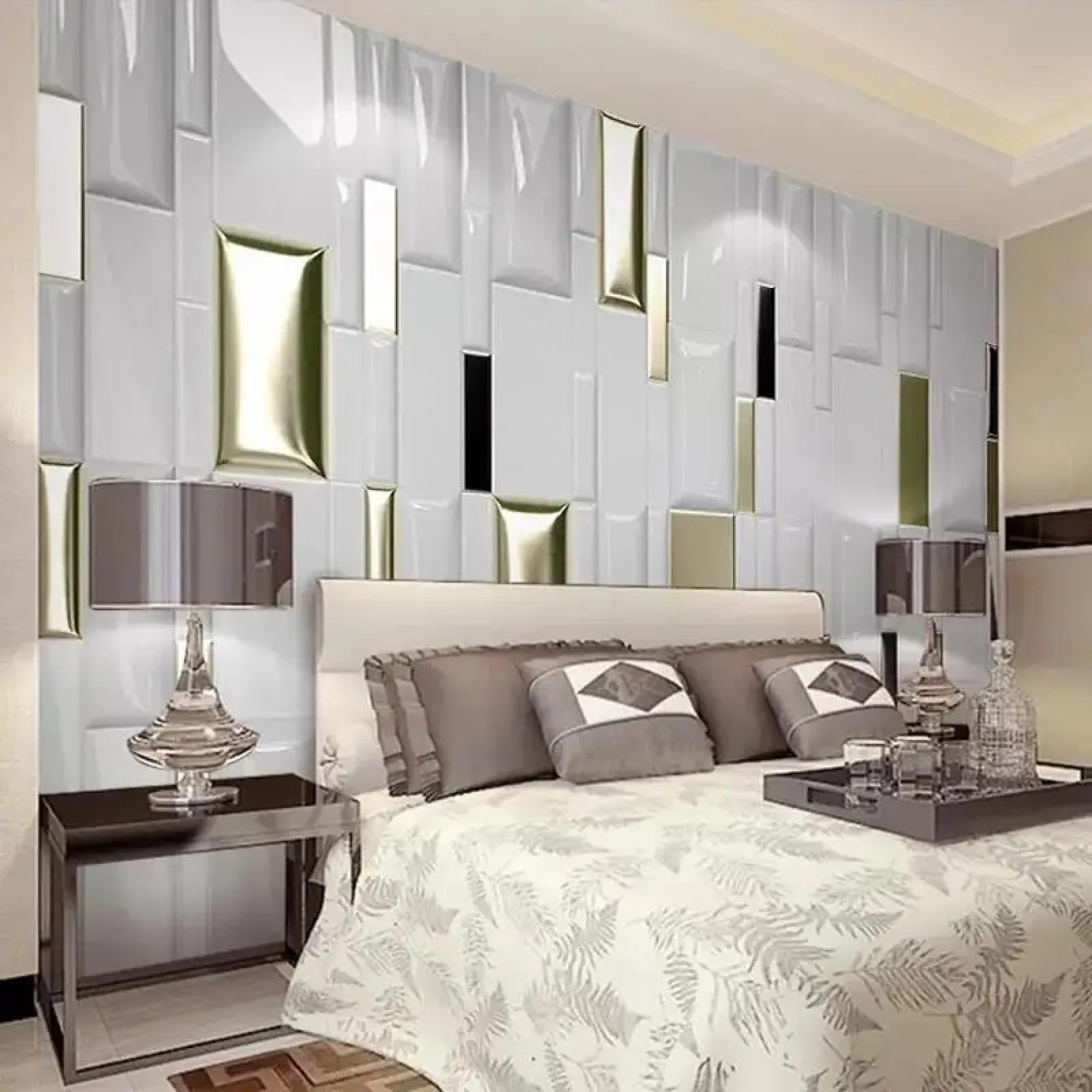 Tapeta ścienna trójwymiarowa złota geometryczna 3D tło salon sofa sypialnia sztuka ścienna