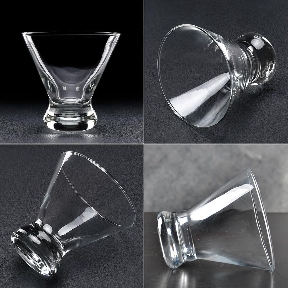 Stemless Crystal Martini Glasses Set of 6, 8 oz – Classic Cocktail Glasses for Cocktails, Wine, and Champagne (Set of 6)