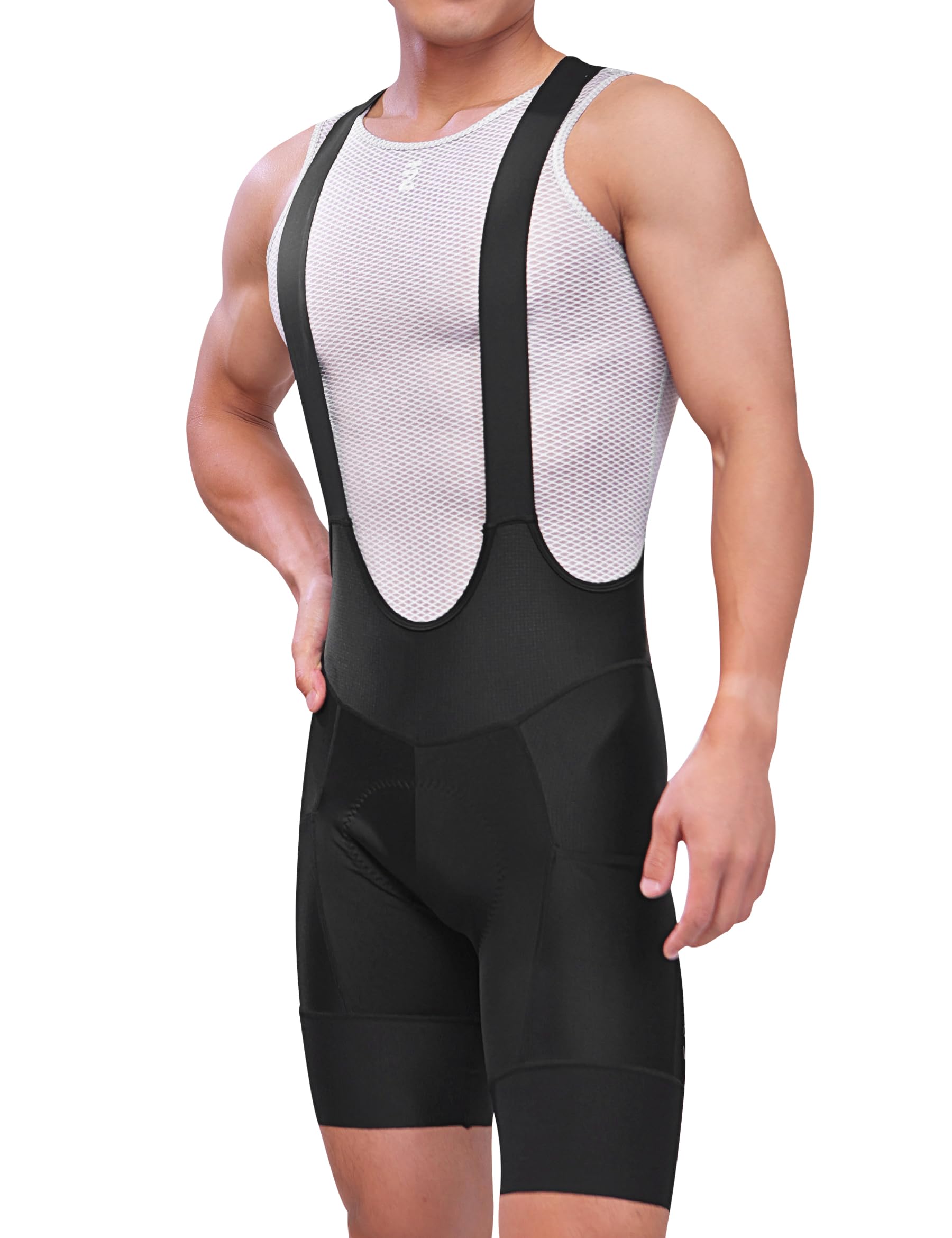 INBIKE Trägerhose Fahrrad Herren Sommer Gepolstert Fahrradhose Kurz mit Tasche Atmungsaktiv Schnelltrocknend Bib Shorts Radlerhose mit Sitzpolster Träger für Radsport Rennrad