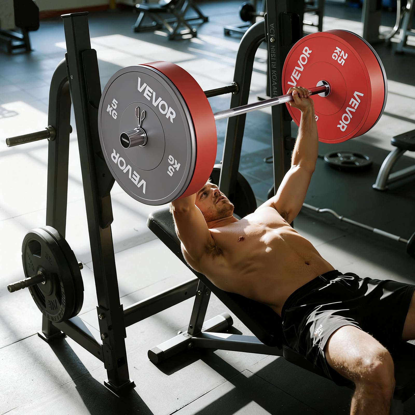 VEVOR Barra de Pesas Cromada de 120 cm con Mango Acanalado para Entrenamiento de Fuerza, Levantamiento de Pesas, Sentadillas, Peso Muerto, con Capacidad de Carga de 227 kg, 1200 x 65 x 65 mm