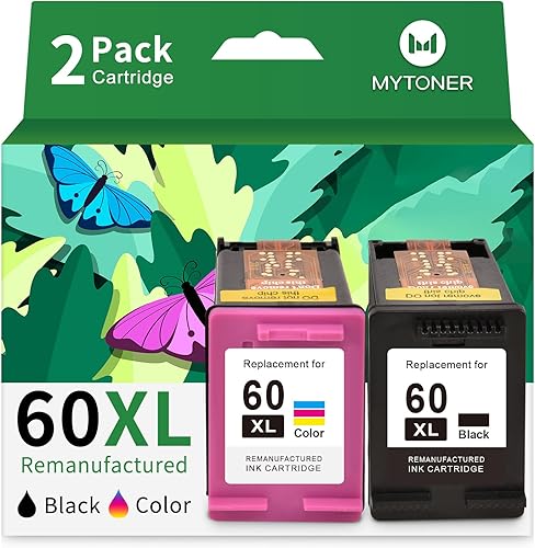MYTONER 60XL Cartucho de tinta remanufacturado de repuesto para HP Ink 60 para PhotoSmart C4780 C4680 C4795 C4640 Deskjet F4480 F4440 F2430 F4280