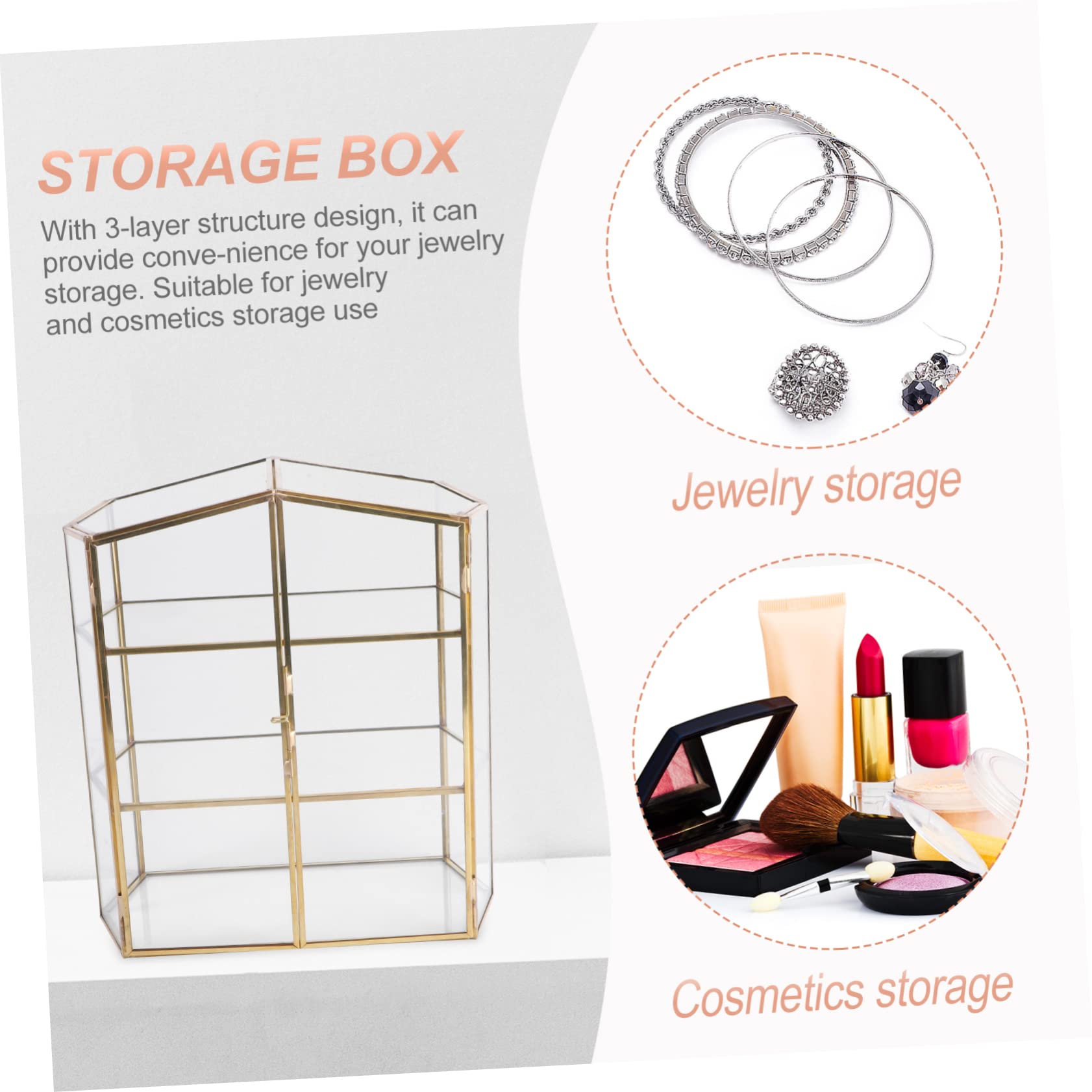 IMIKEYA Caja Organizadora de Maquillaje y Joyas de Escritorio de Vidrio Caja Multi Capa para Almacenamiento de Cosméticos y Accesorios