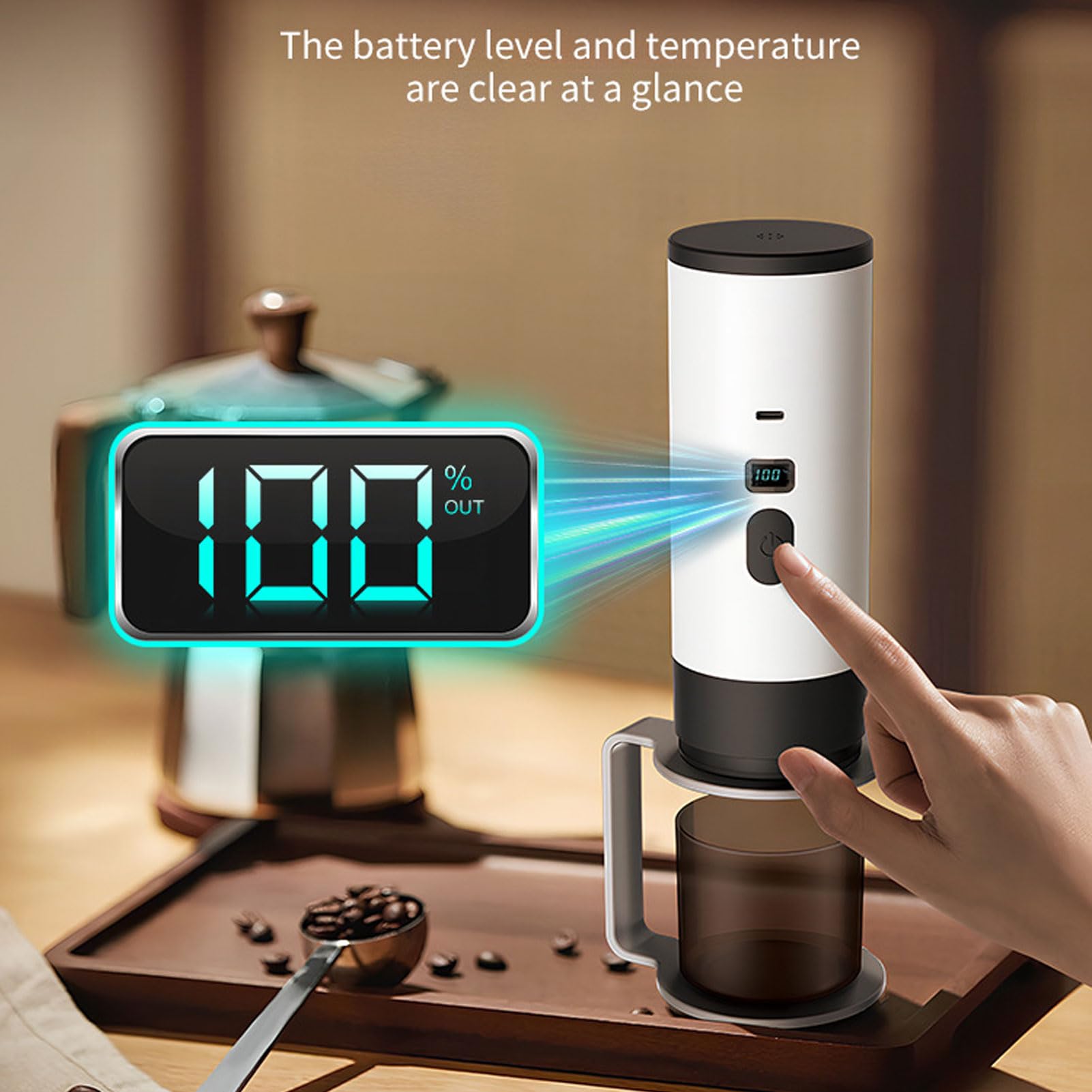 Cafetera Portátil Compacta Autocalentable, Cafetera a Presión de 20 Bares para Camping, Viajes y Oficina