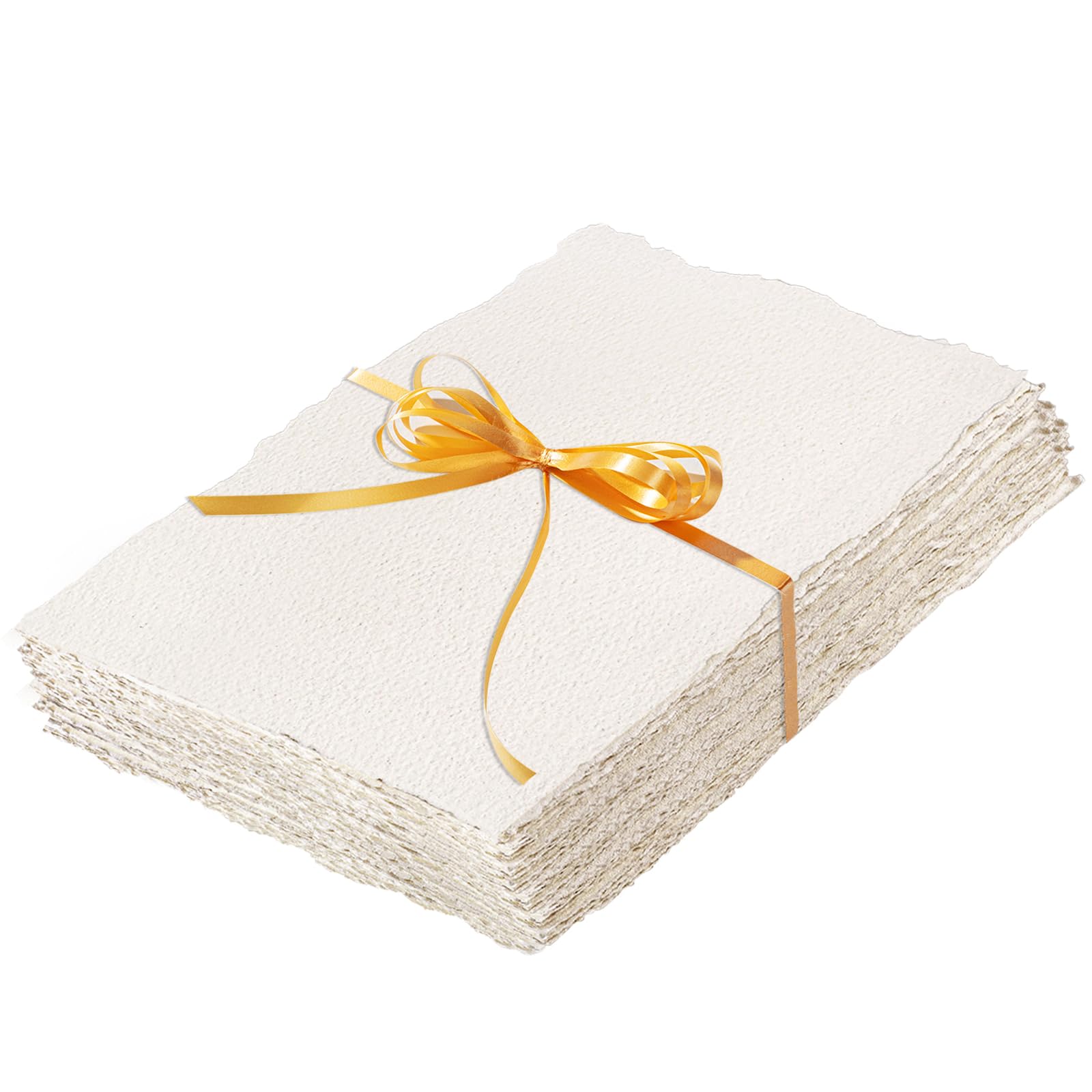 60 Sheets Handmade Paper A4, 160 GSM Textured Watercolour Paper Deckled Edge Sheets for Wedding Invitations, Cards, Crafts