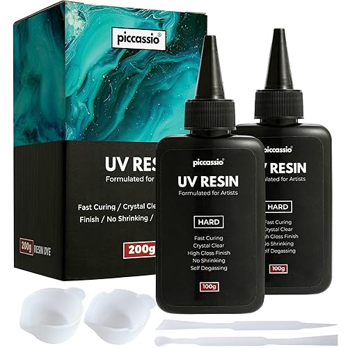 Piccassio Resina UV de 705oz Resina UV transparente de tipo duro Resina artesanal de secado rápido con luz UV Fundición y revestimiento Haz