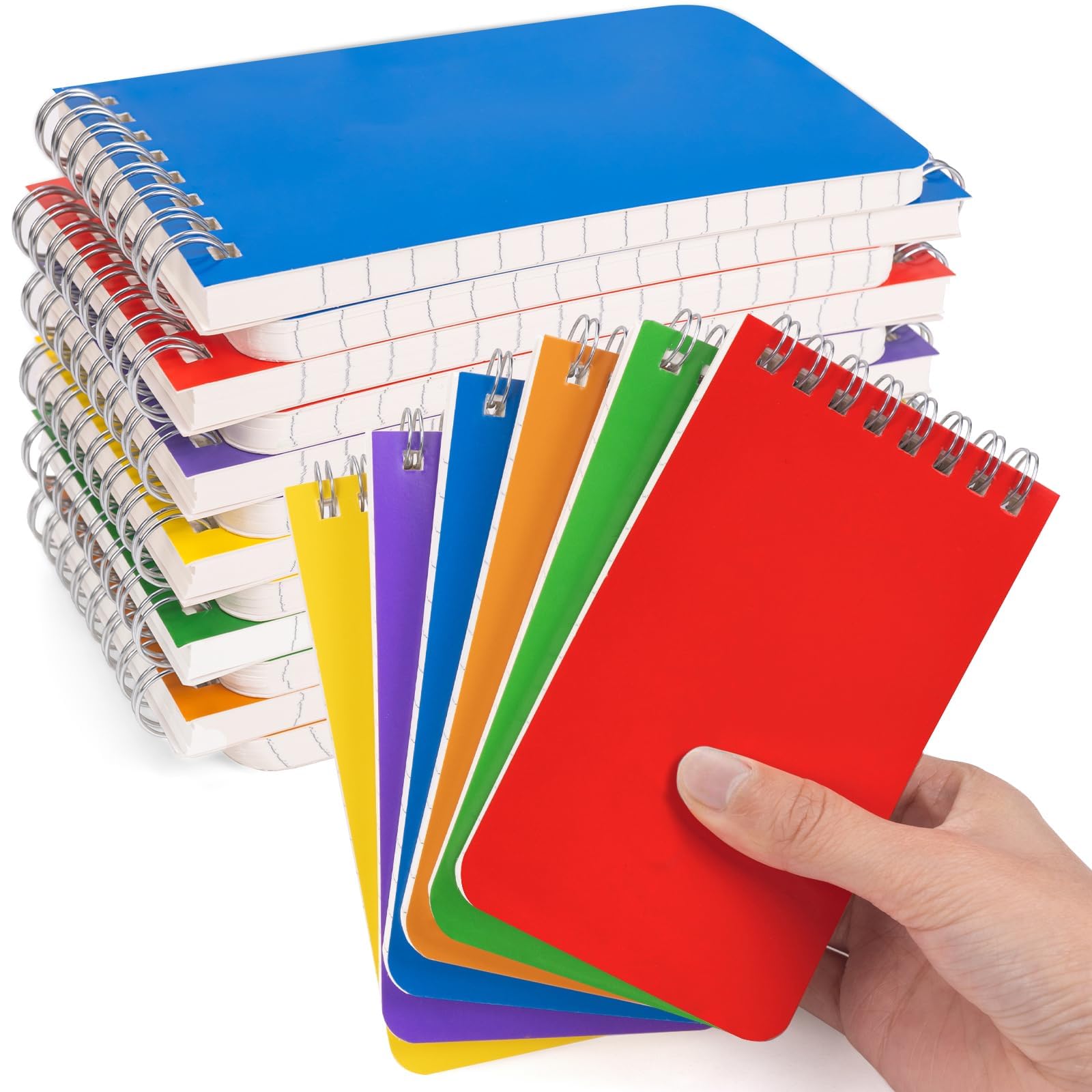 Cuaderno de bolsillo a granel de 3 x 5 pulgadas, 18 paquetes de bloc de notas en espiral con encuadernación superior, blocs pequeños de 6 colores, 60 hojas/120 páginas (80 g/m²) blocs de notas para el