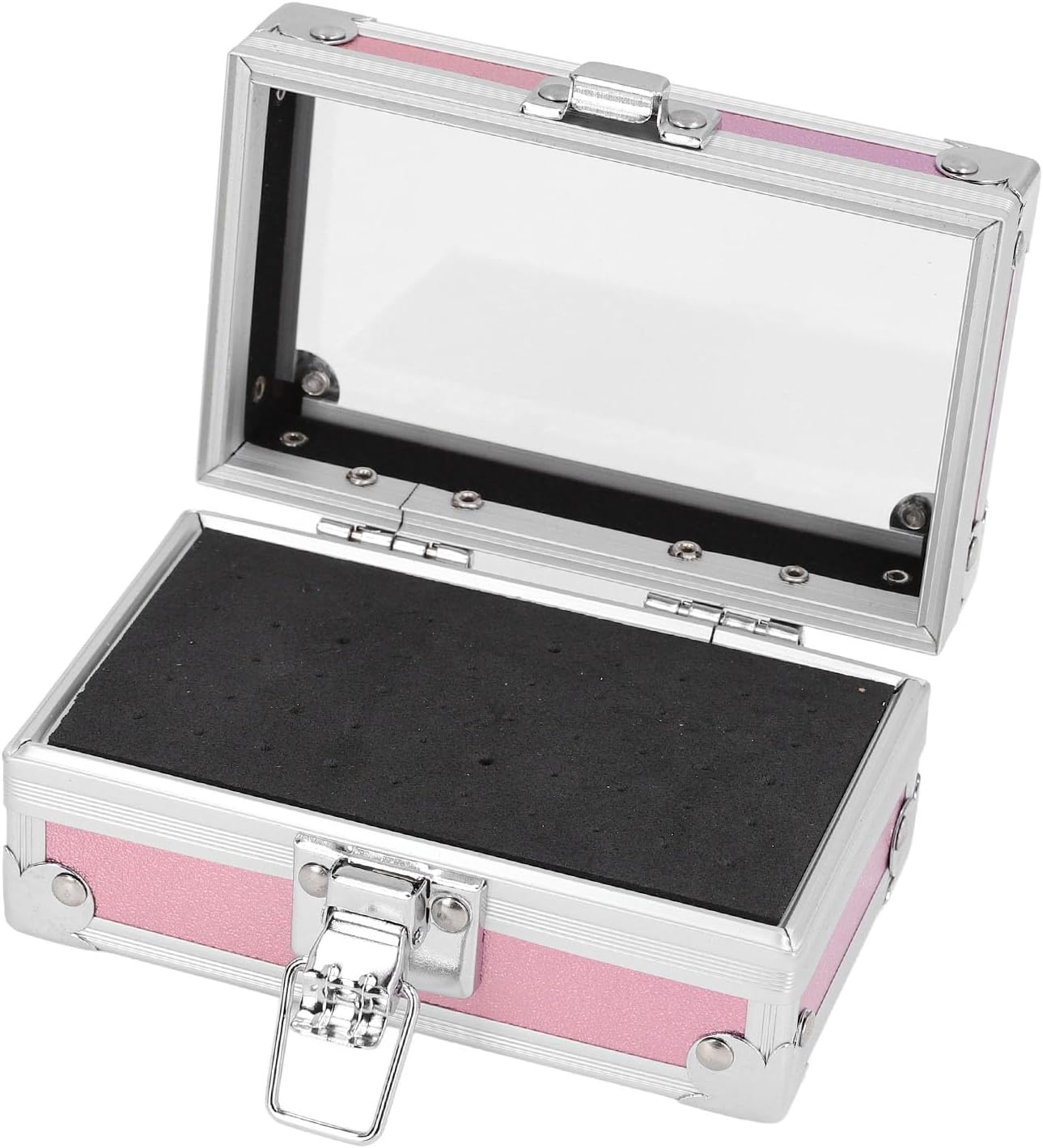 Cryfokt Nail Drill Bits Holder Efficient Dustproof Storage Box for Manicurists and Nail Technicians Aluminum Alloy Acrylic Drop Resistant Organizer for Salon (Dazzling Pink)