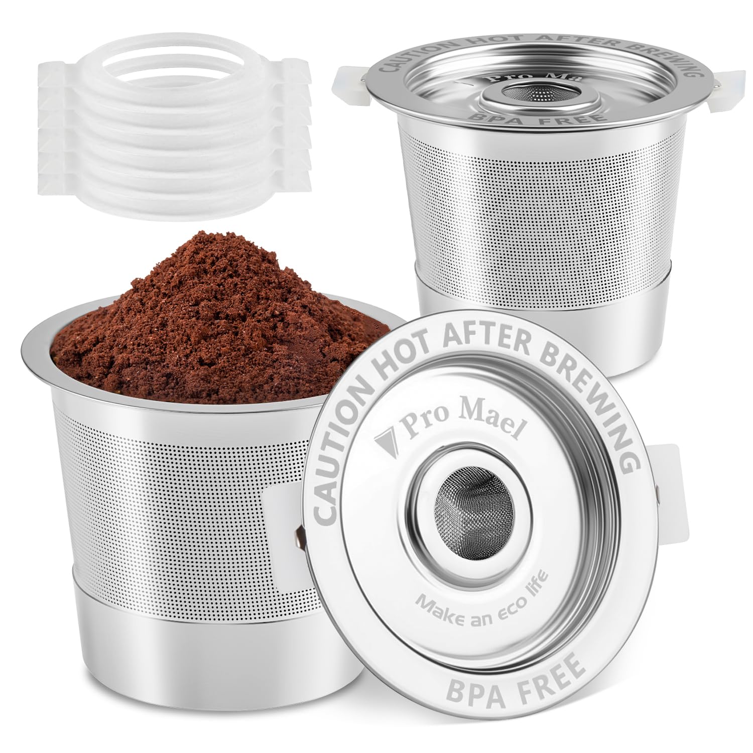 Pro Mael Paquete de 2 cápsulas de café reutilizables K Cups, filtros de café universales de acero inoxidable recargables reutilizables K Cup