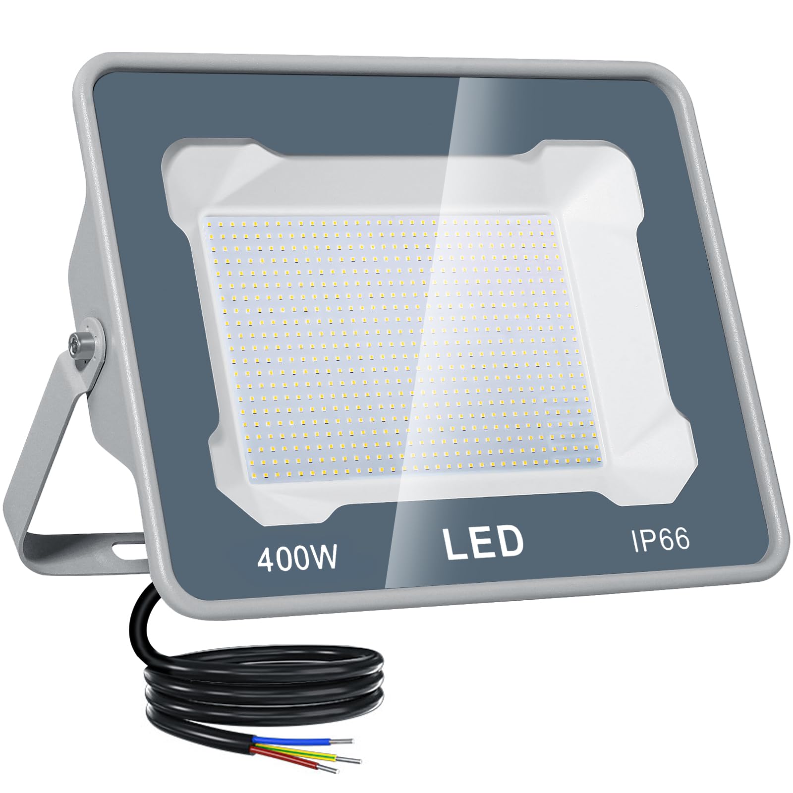 CREATESTAR Faretto Led da Esterno 400W, Faretti Led Esterni 6500K 40000LM luce bianca fredda, IP66 Impermeabile Faro Esterno per sportivo magazzino garage giardino parcheggio campo cortile 1 Pezzi