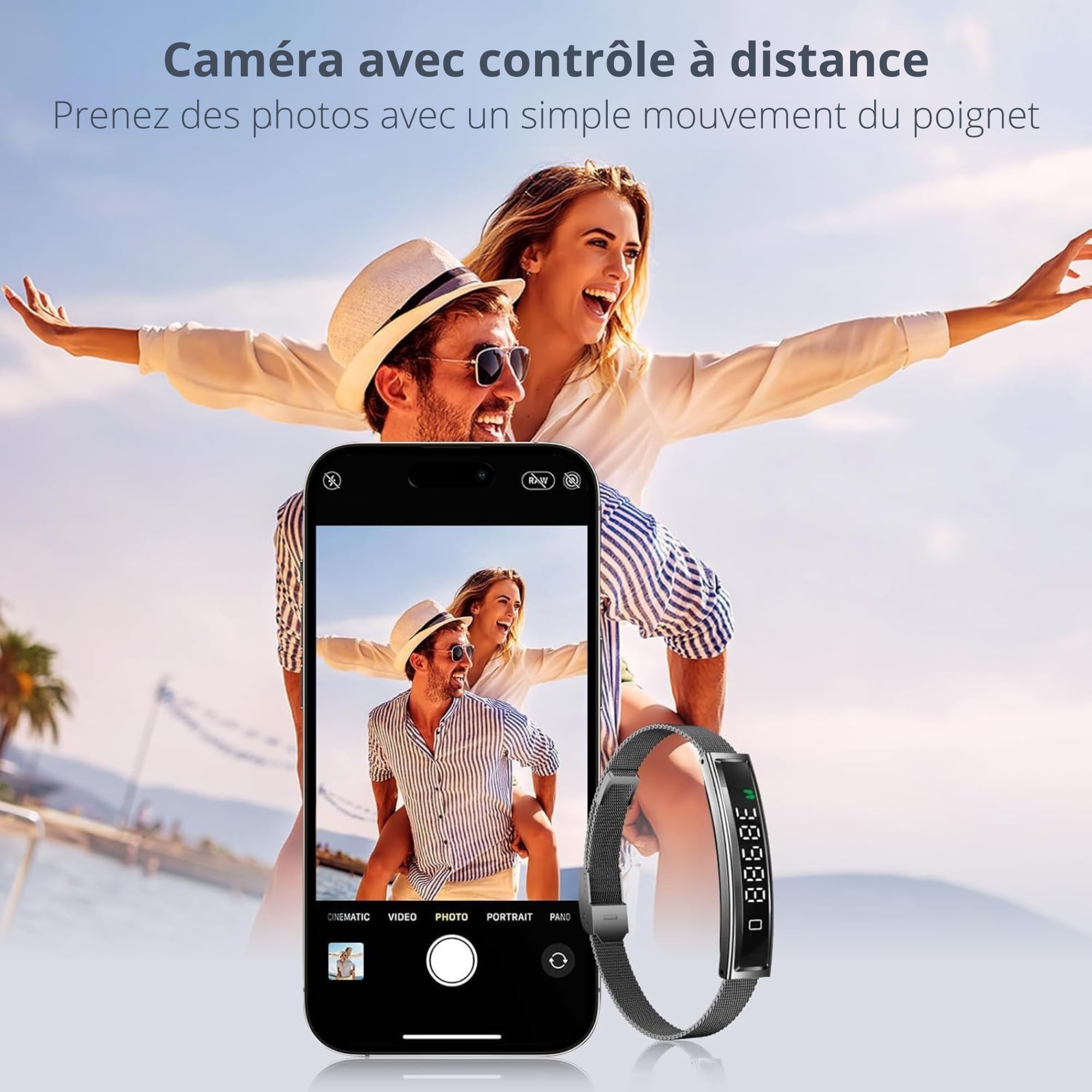 smartia Bracelet intelligent ultra fin avec Bluetooth, modèle 2026, tracker d'activité et de sommeil, suivi intégral de votre santé, bracelet avec écran tactile