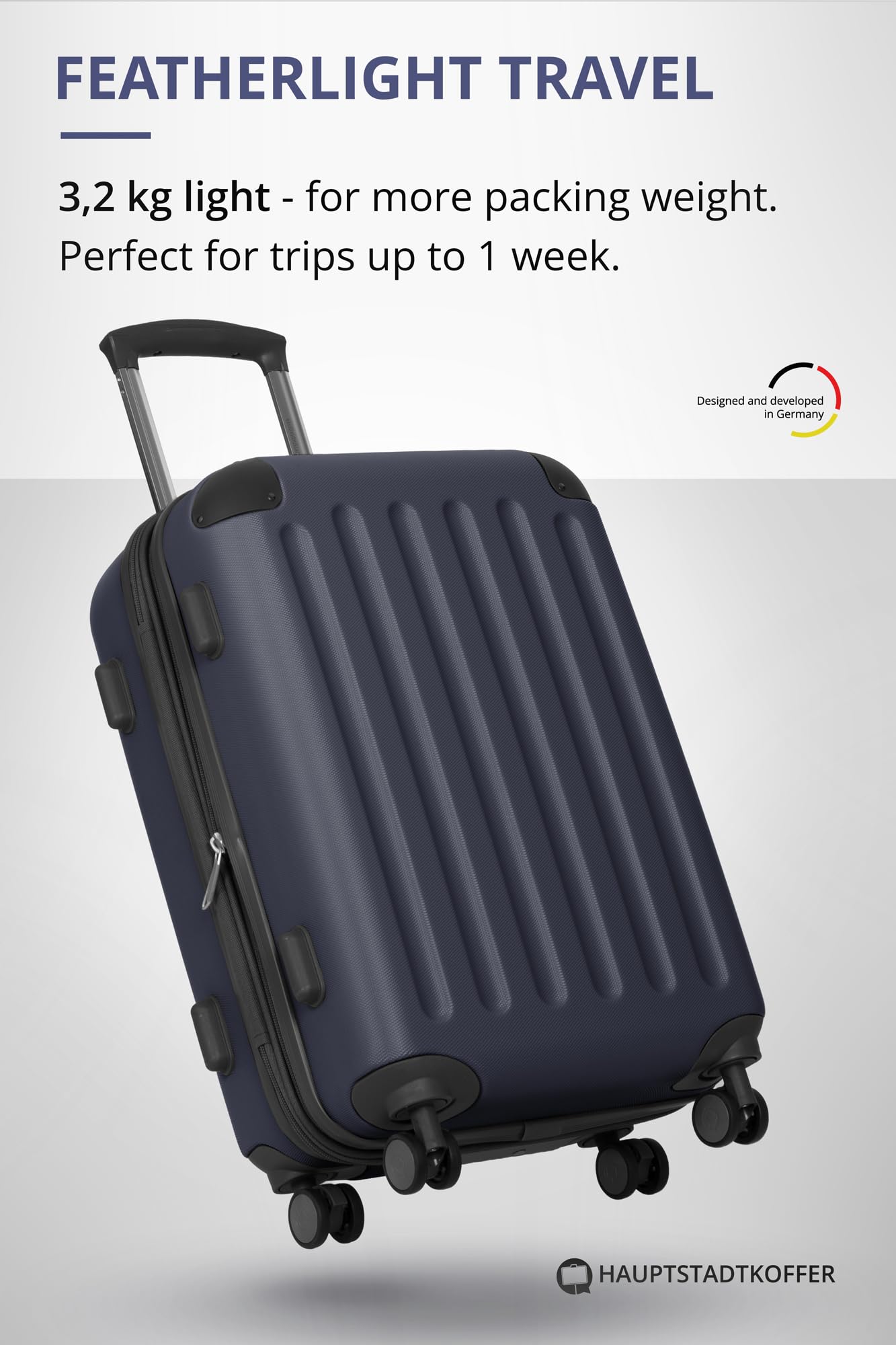 Hauptstadtkoffer Spree – Bagage à Main, 55 × 36 × 21 cm, Serrure TSA, 4 Roues, 42 litres, Valise de Voyage, Valise Rigide, Trolley, Bagage Cabine, Extensible, Bleu foncé - 5