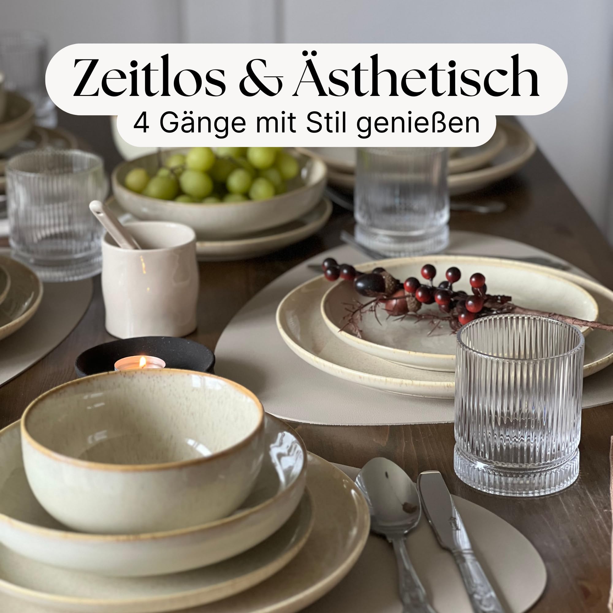 Zoha Ria Plate Set for 6 People 24 Piece Porcelain Modern Beige