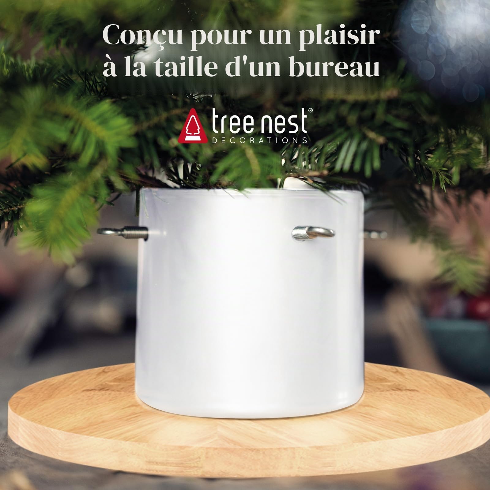 Tree Nest Pied de Sapin de Noël Support Pied de Sapin avec Réserve d'eau - Moonlight Christmas Tree Stand pour Sapin jusqu'à 2m, Tronc de 3 à 9 cm Blanc