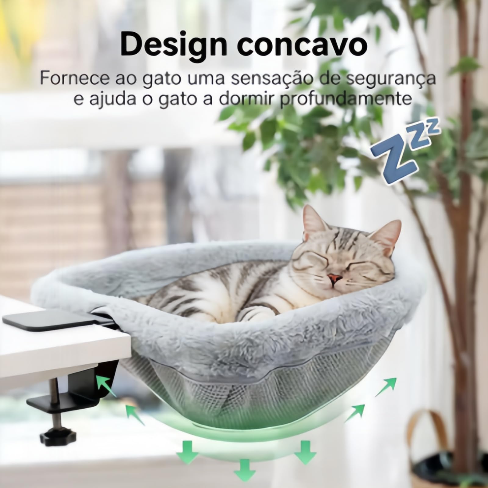 Cuccia Gatto da Scrivania Pieghevole, Amaca per Gatti Letto per Gatti, Facile da Pulire, con Morsetto Stabile, Portata 18 kg