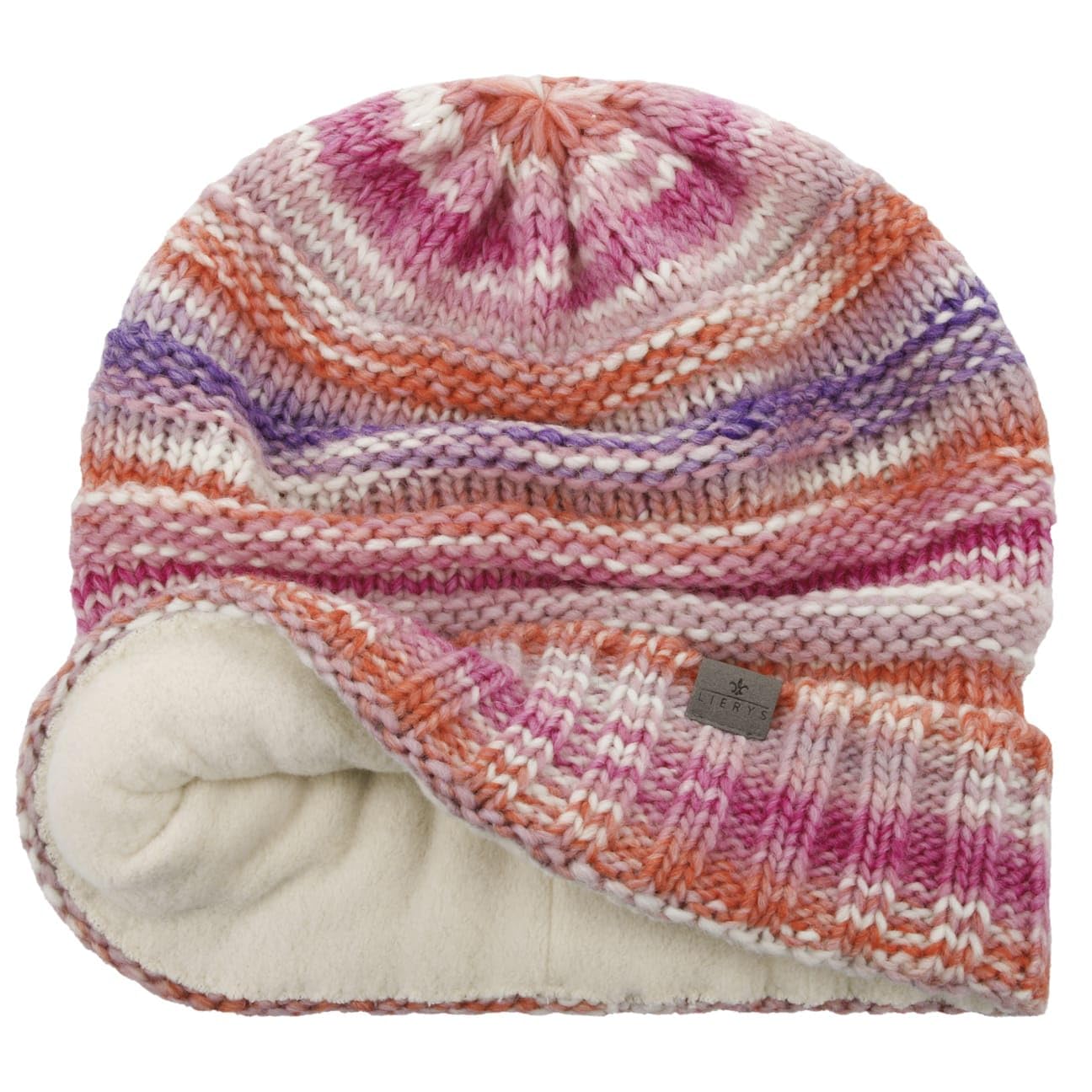 LIERYS Bernardo Berretto Beanie con Risvolto Screziato Multicolore Rivestito in Pile Prodotto in Germania Unisex Autunno Inverno