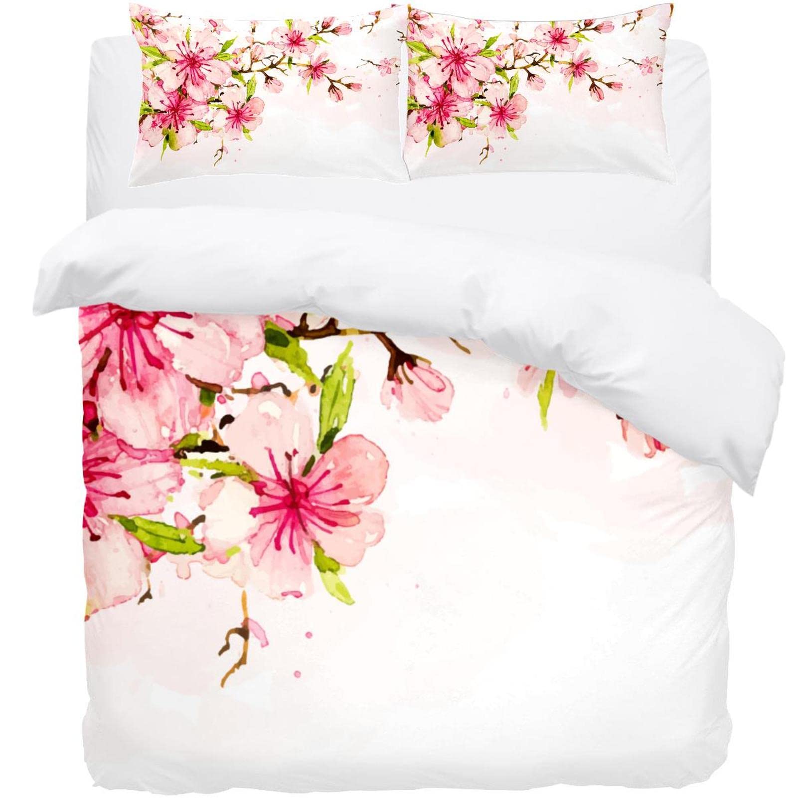 Housse de couette motif floral cerisier pour une chambre parentale zen et cosy