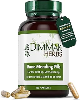 Dimmak Herbs Bone Mending Pills- Rapid Fracture & Broken Bone Healing Supplement- Advanced TCM Formula with Drynaria- Stress Fracture & Osteoblast Support- Organic, Vegan- 500mg 100 Capsules