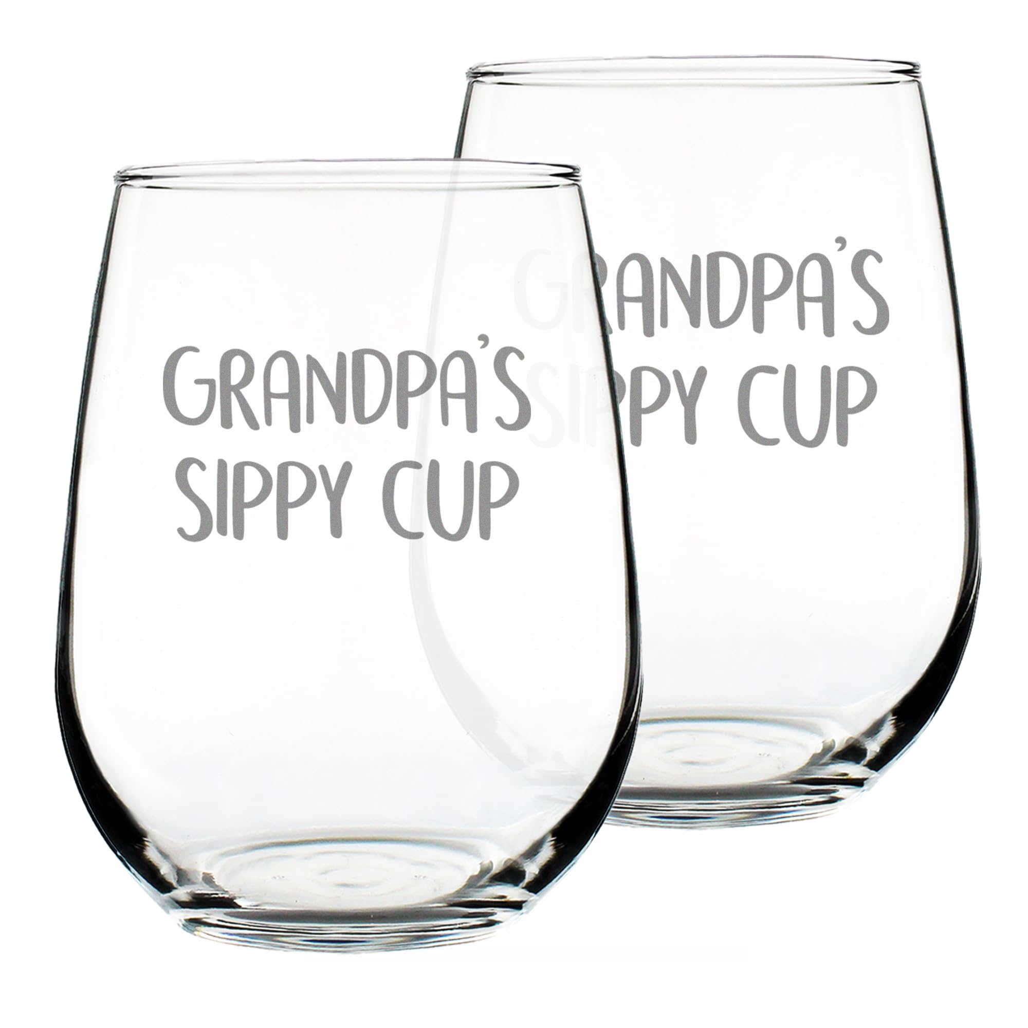 Grandpa's Sippy Cup Wine Glass Birthday Gift for Grandpa - 17 oz - Set of 2