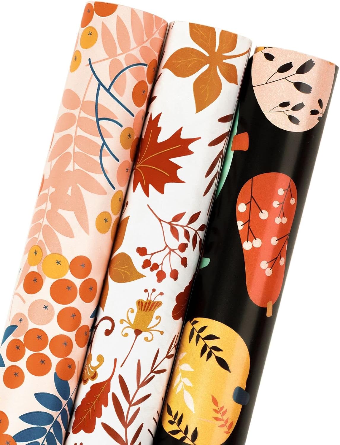 MAYPLUSS Wrapping Paper Roll - Mini Roll - 17 inch X 120 inch Per roll - Autumn Design (42.3 sq.ft.ttl)