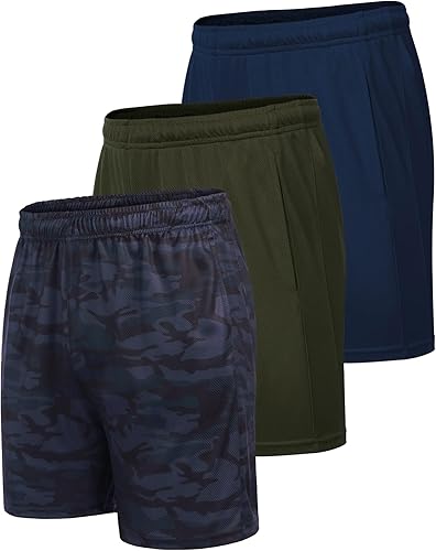 Miniatura 2 de COOFANDY Paquete de 3 pantalones cortos de entrenamiento para hombre, pantalones cortos deportivos de malla, ligeros, para culturismo, con bolsillos