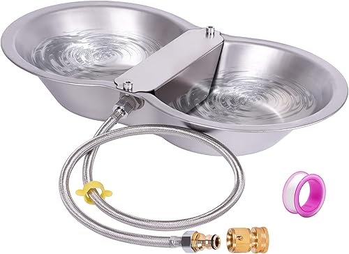 Dispensador automático de agua de acero inoxidable de 2 galones, dispensador de agua de llenado automático para perros, gatos, pollos, caballos,