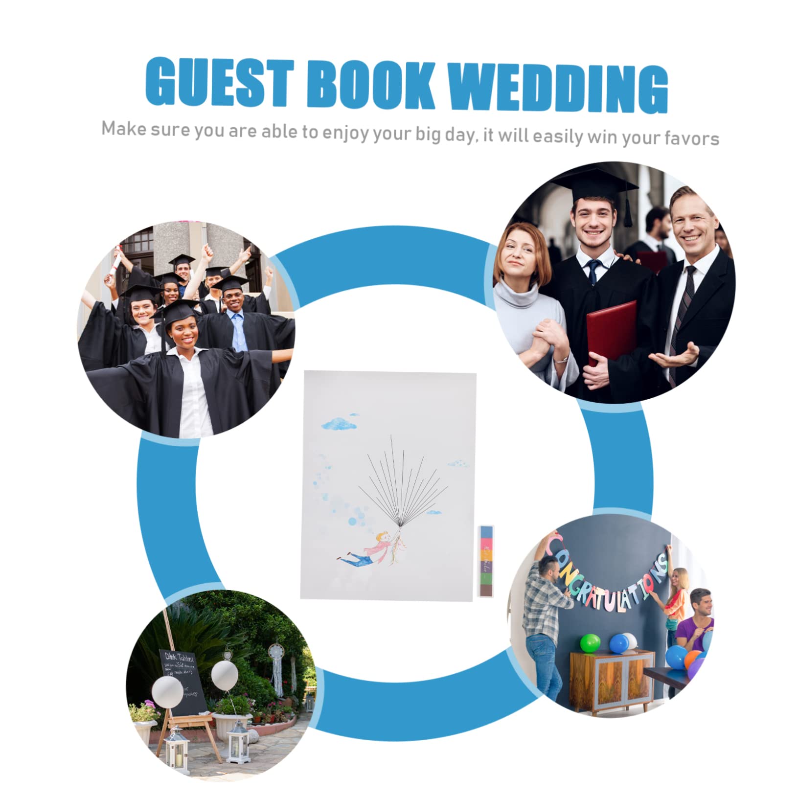 Alipis 4 Stück Fingerabdruck-Check-in-malerei Fingerabdruck-gästebuch Hochzeit Fingerabdruck Gästebuch Fingerabdruck-Ballon-gästebuch Gästebuch Für Die Hochzeit Leinwand Aus Chemiefasern