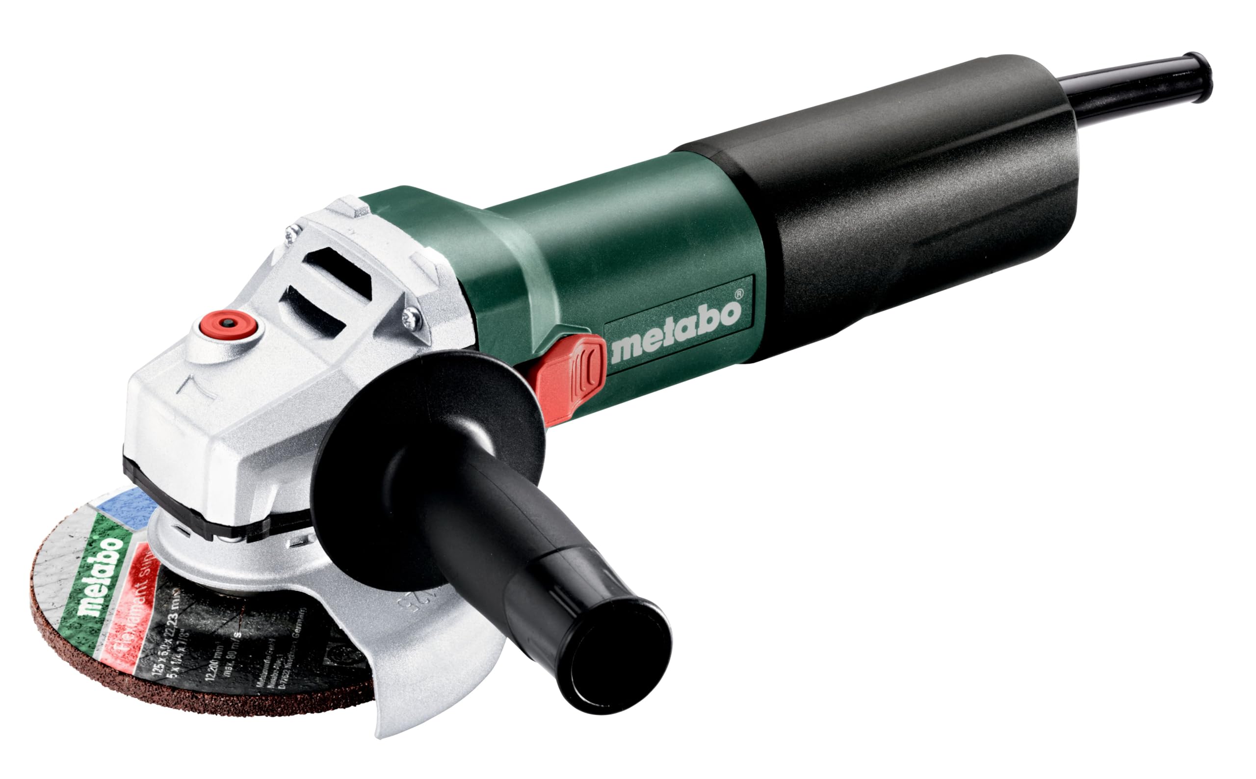 metabo WEQ 1400-125 Winkelschleifer, 125mm Flex Trennschleifer, 1400 W | Robustes Schleifgerät für Metall und Beton, M-Quick Scheibenwechsel, 4m Kabel, inkl. Schutzhaube und Zusatzhandgriff