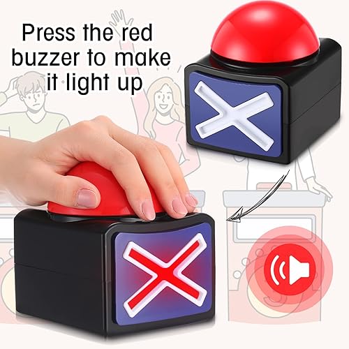 Miniatura 4 de Fabbay 6 piezas de zumbador de juego de respuestas con luz y sonido zumbador botones de alarma para espectáculos de juegos para niños, adultos,