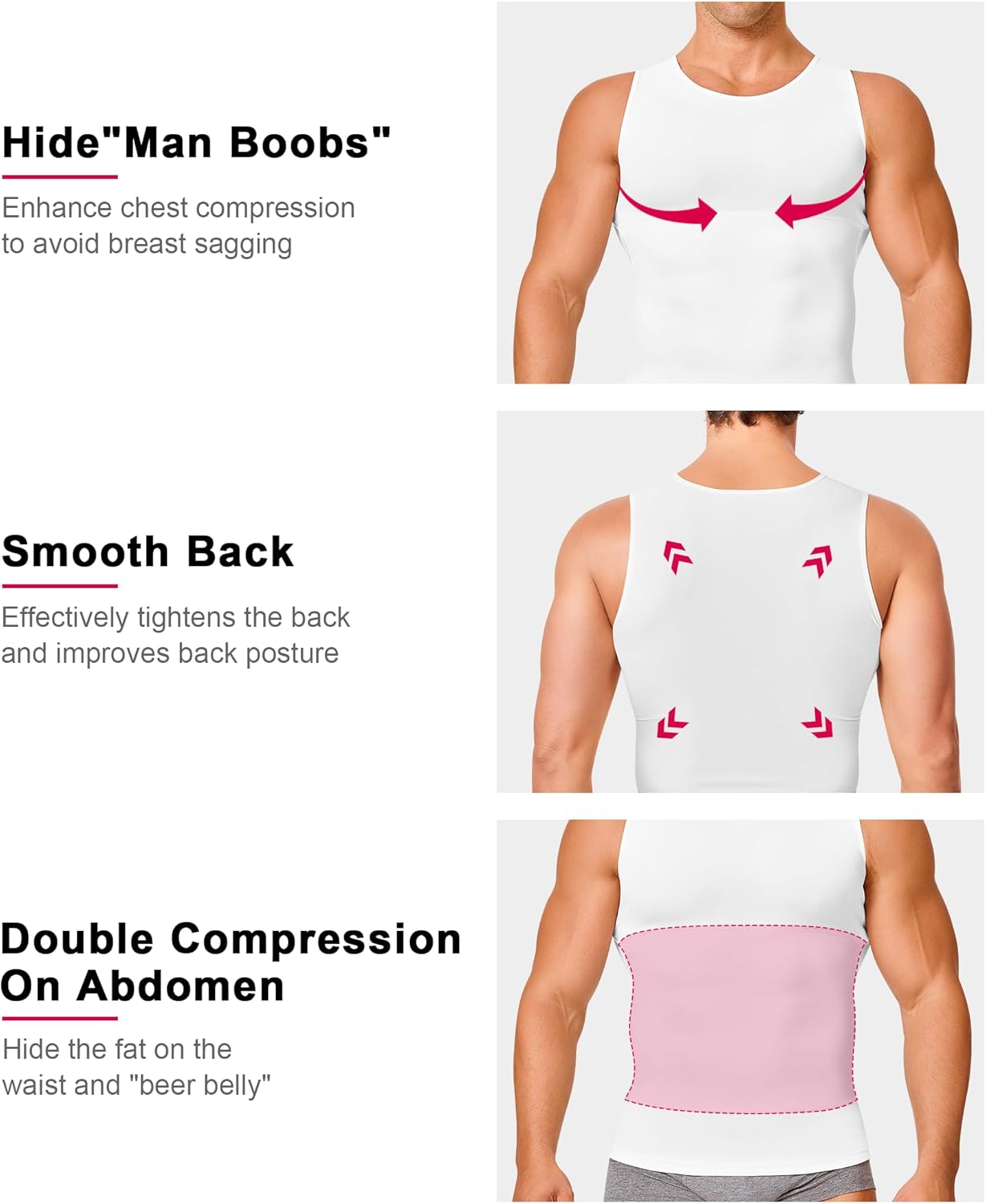 Gotoly Men Compression Shirt Shapewear Slimming Body Shaper Vest Undershirt Tummy Control Tank Top - Image 4