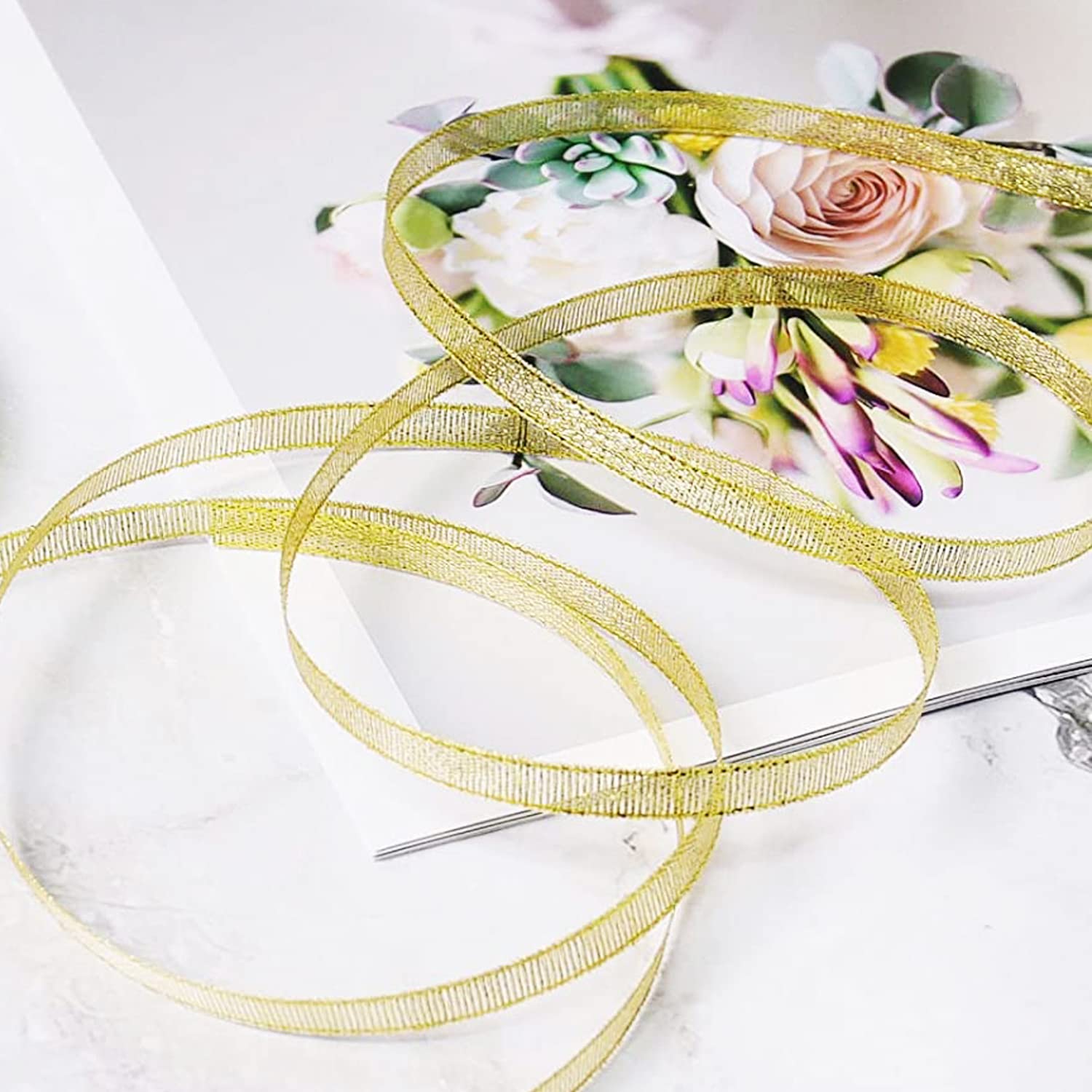 2 Rouleaux De Ruban Organza Pailleté Or Et Argent - 20 Mm X 22 M