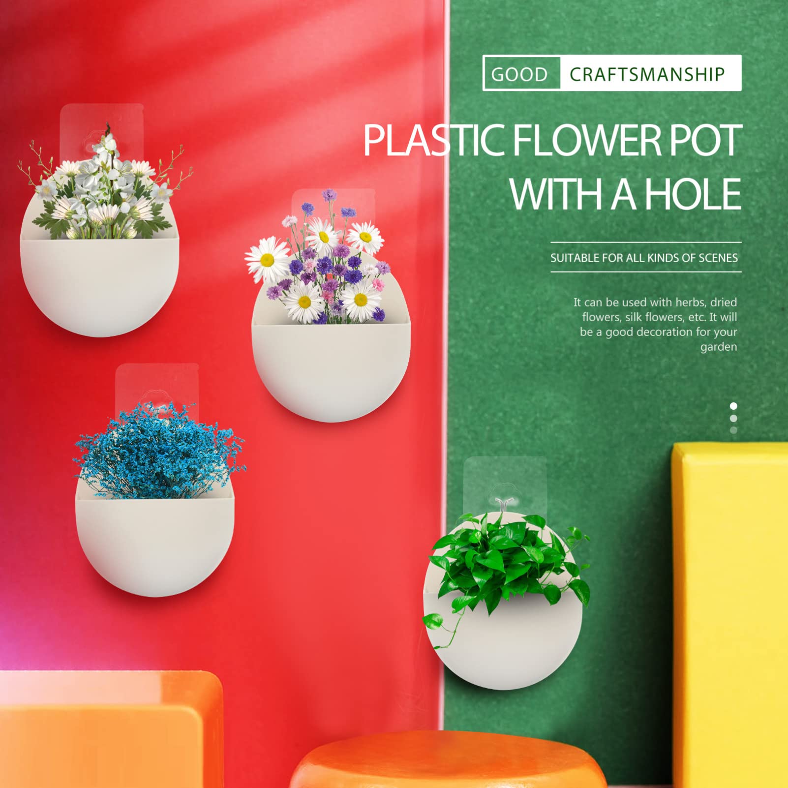 4 Pcs Vasos De Flores Na Parede Hidropônica Vaso Decorativo De