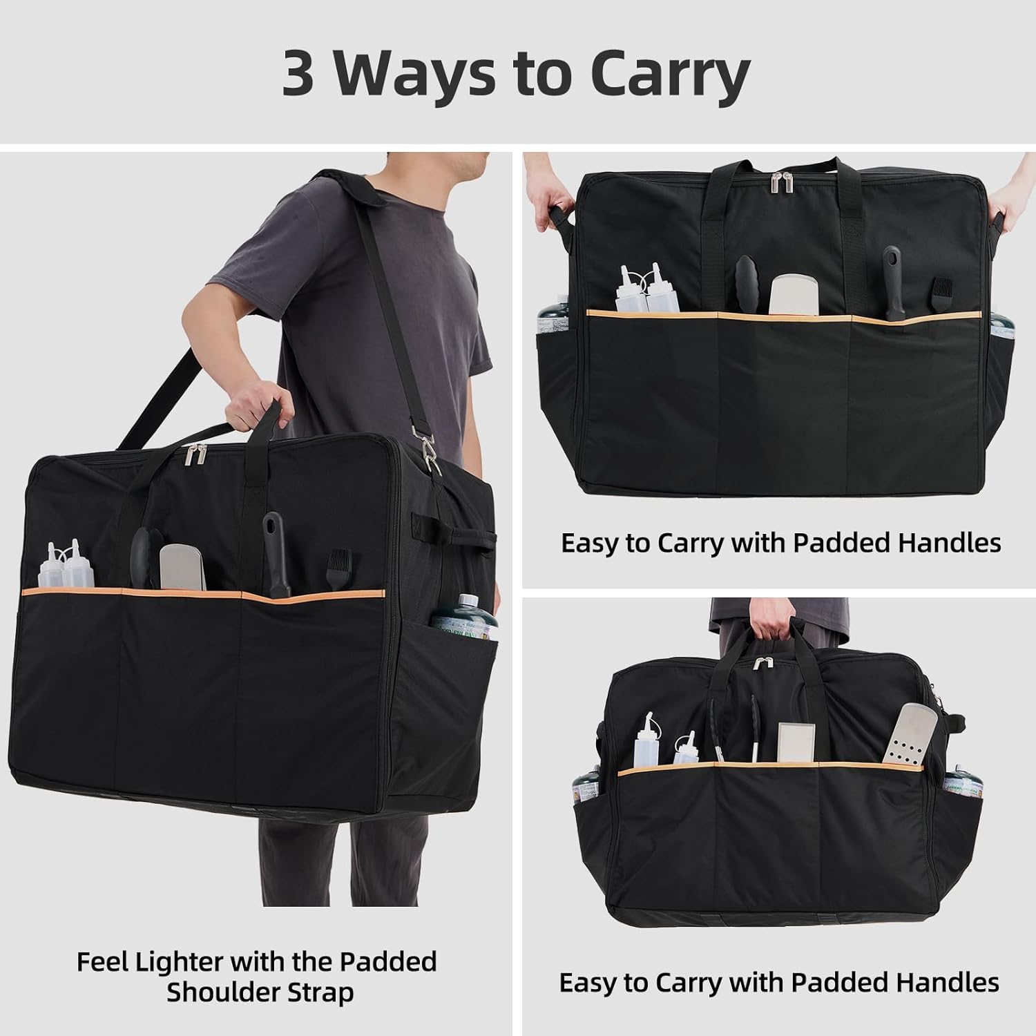 NOELIFE Carry Bag for Blackstone 22 inch Tabletop Griddle with Hood Lid, Reinforced Hardware & Rip-Proof Heavy Duty Fabric, Outdoor BBQ Grill Carrying Case, Black (Bag Only)
