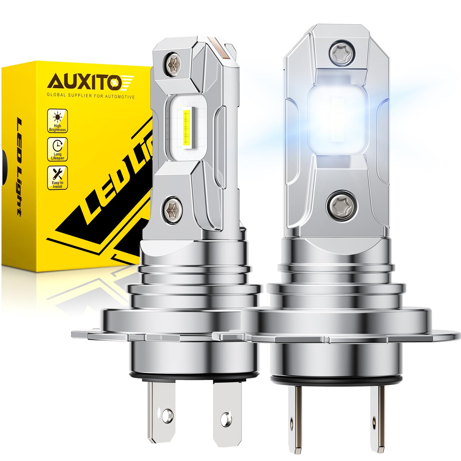 AUXITO H7 Fog Bulb, 6500K White 400％ Brighter, Canbus Ready with Fan, Pack of 2